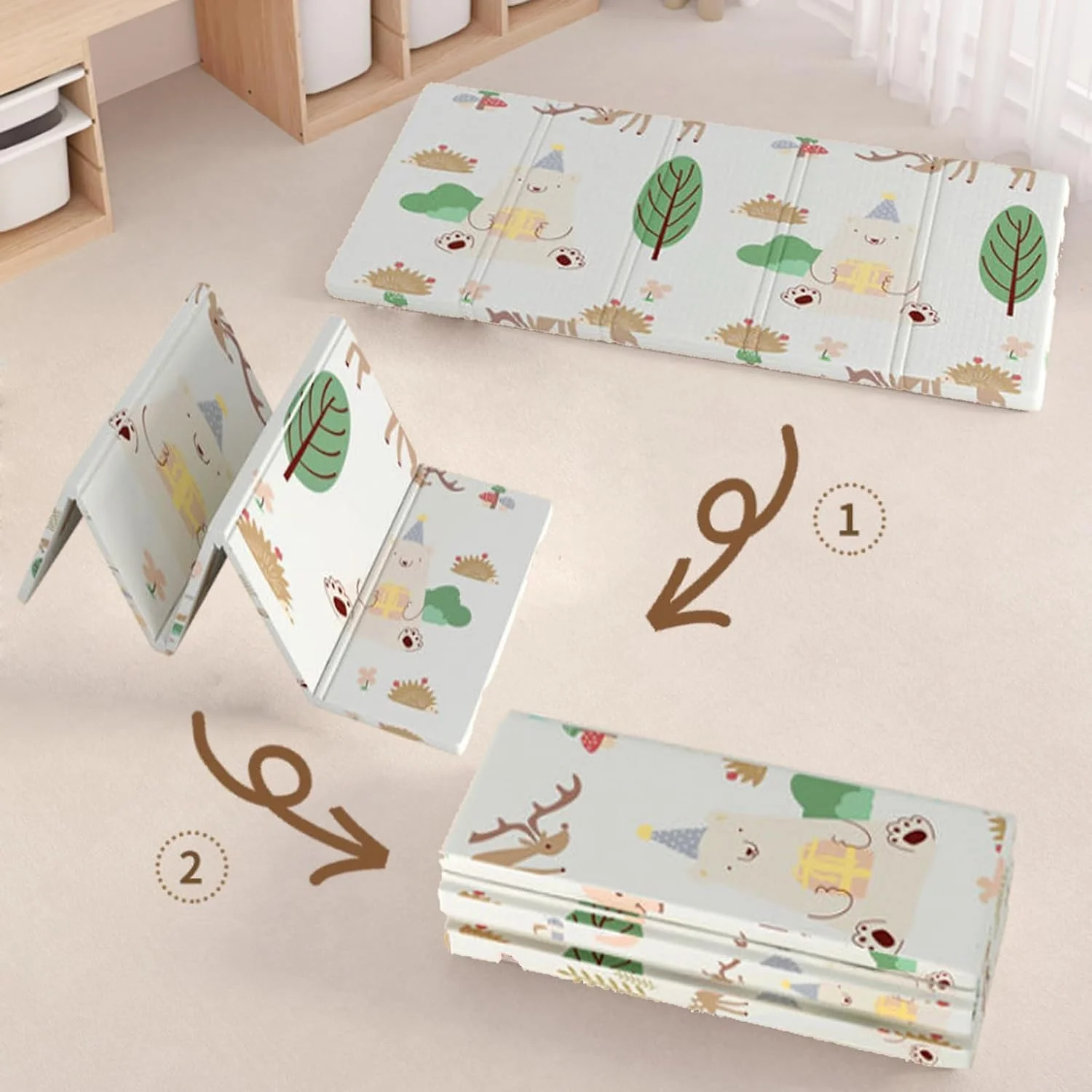 تشک بازی کودک Beauenty، 200*180*1.5 سانتی متر، ضد آب، ضد لغزش، بزرگ، دو طرفه، تشک خزنده، تشک بازی نرم و ضخیم برای بازی یا کمپینگ، فرش اتاق خواب و اتاق نشیمن (A)
