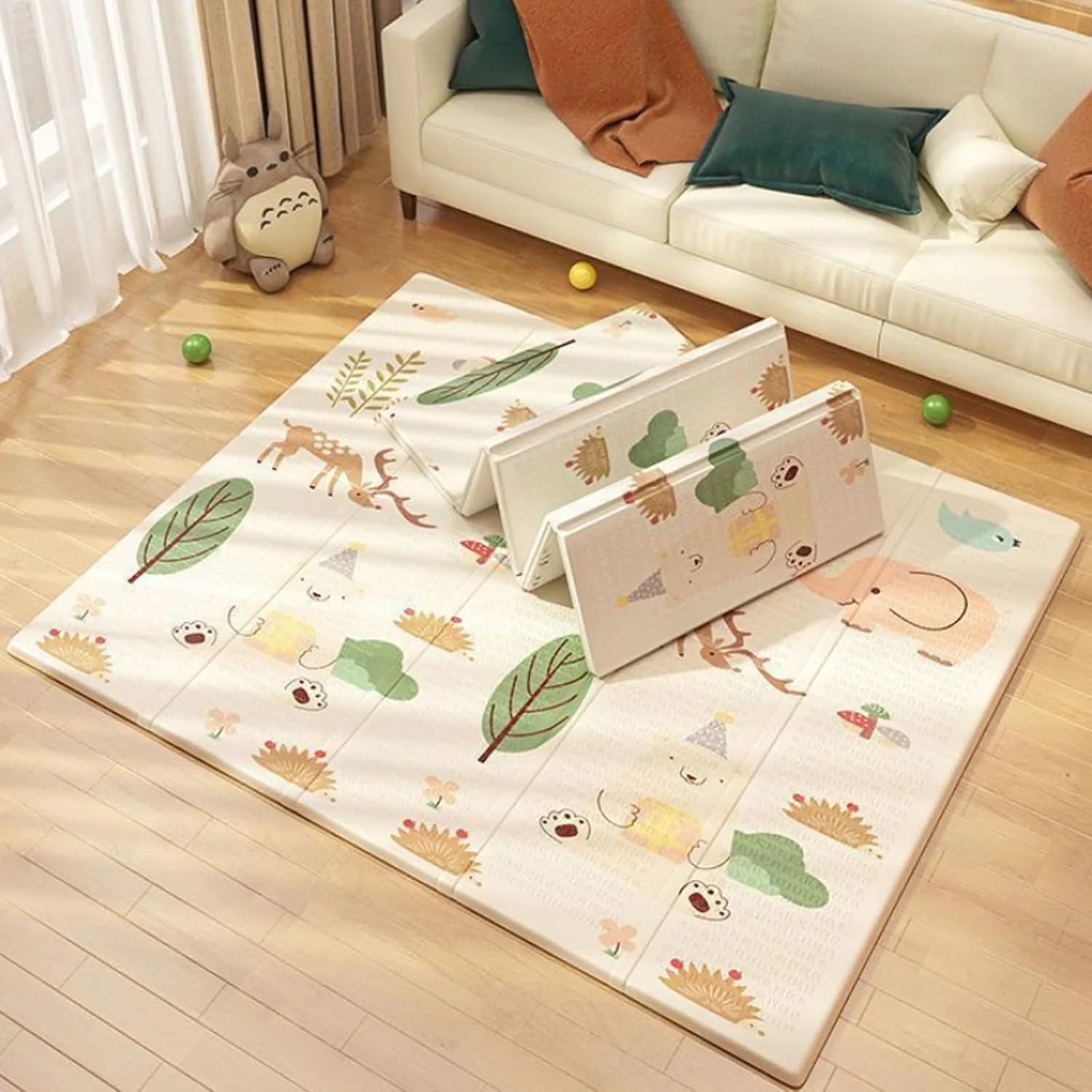 تشک بازی کودک Beauenty، 200*180*1.5 سانتی متر، ضد آب، ضد لغزش، بزرگ، دو طرفه، تشک خزنده، تشک بازی نرم و ضخیم برای بازی یا کمپینگ، فرش اتاق خواب و اتاق نشیمن (A)
