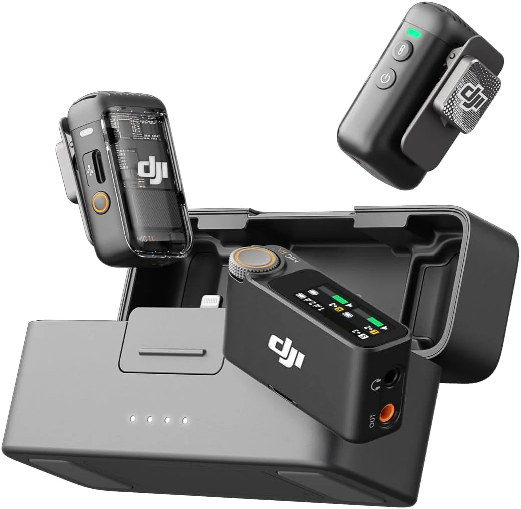 میکروفون بیسیم یقهای DJI Mic 2، با قابلیت حذف نویز، ضبط داخلی 32 بیتی با نرخ 48 کیلوهرتز، برد 250 متری، باتری 18 ساعته با جعبه شارژ، میکروفون برای دوربین/تلفن، ولاگ، استریم میکروفون بیسیم یقهای DJI Mic 2، با قابلیت حذف نویز، ضبط داخلی 32 بیتی با نرخ 48 کیلوهرتز، برد 250 متری، باتری 18 ساعته با جعبه شارژ، میکروفون برای دوربین/تلفن، ولاگ، استریم