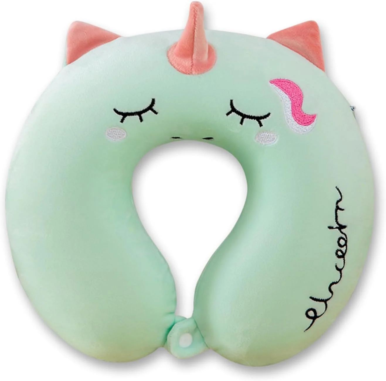 Memory Foam Travel Pillow, Cartoon Unicorn Neck Support U-Shaped Pillow with Removable Cover, Ideal for Kids & Adults on Airplanes, Cars, Camping