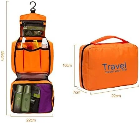Coolbaby Hanging Travel Storage Bag Organizer Portable MakEUp Cosmetic Toiletry Pouch Casual Camping Case Accessories Home Organization, Orange, 1