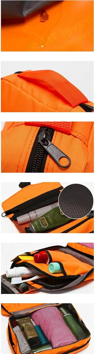 Coolbaby Hanging Travel Storage Bag Organizer Portable MakEUp Cosmetic Toiletry Pouch Casual Camping Case Accessories Home Organization, Orange, 1