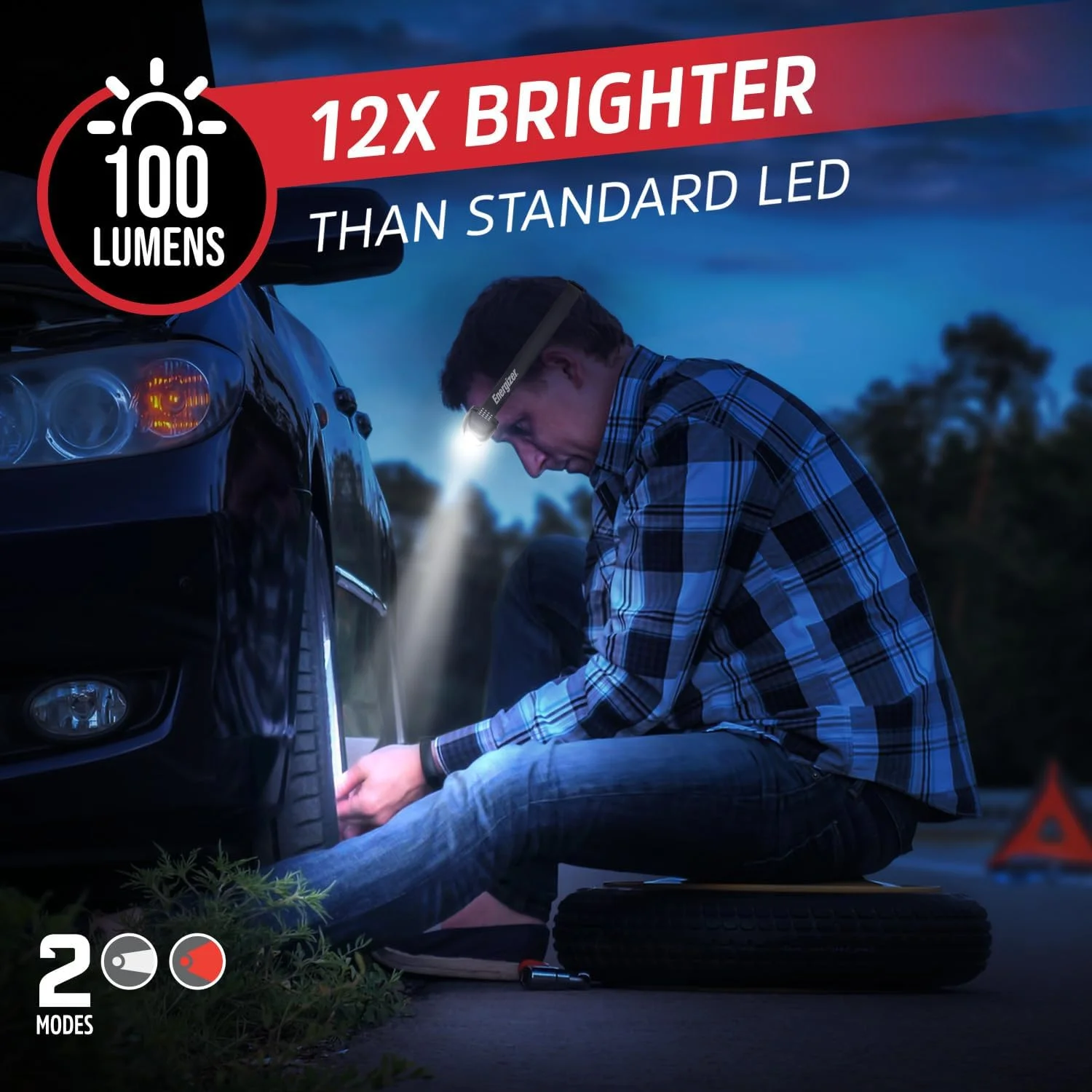 چراغ پیشانی LED یونیورسال پلاس Energizer، چراغ پیشانی سبک و روشن برای فضای باز، کمپینگ و نور اضطراری برای بزرگسالان و کودکان، شامل باتری