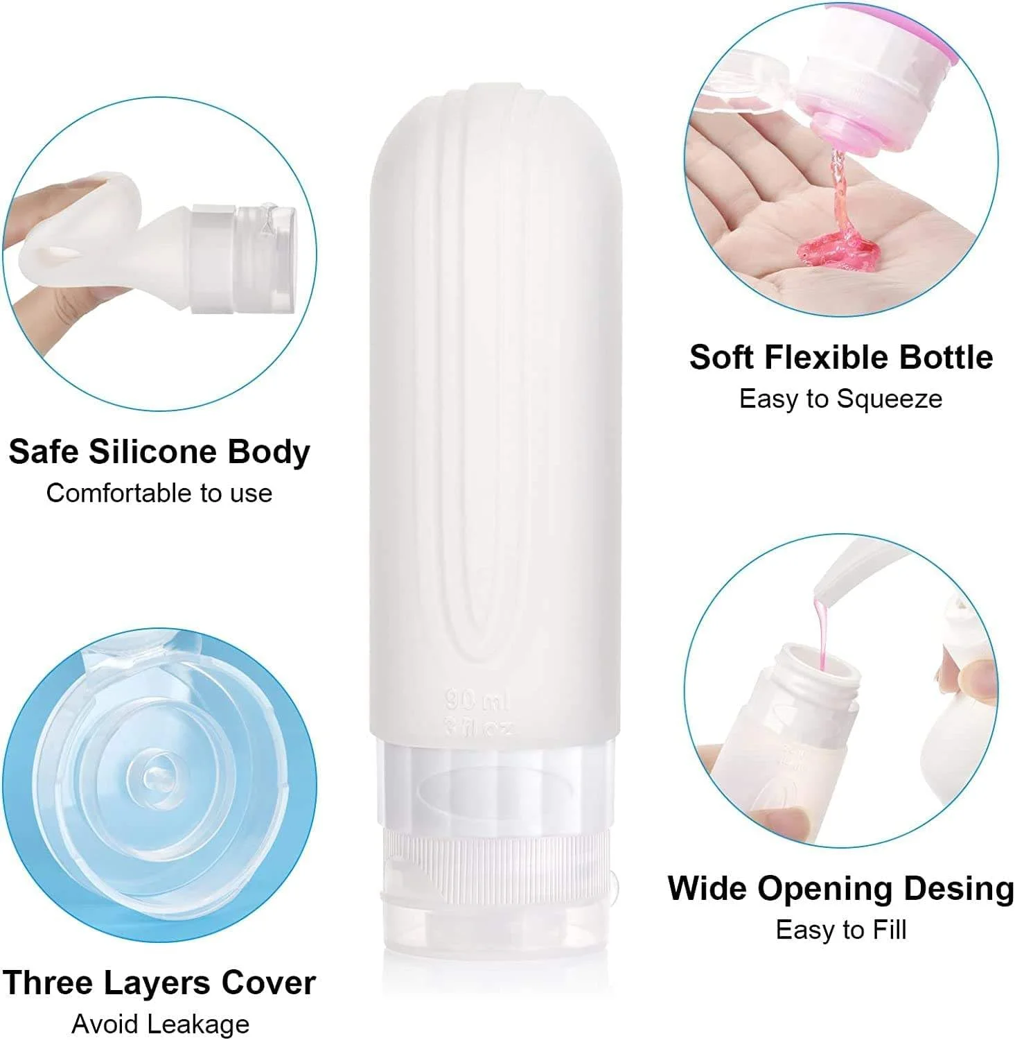 4-Pack Silicone Travel Bottles – TSA Approved Leakproof 90ml Squeezable Containers for Shampoo, Lotion, Conditioner & Toiletries – Refillable BPA-Free Travel Accessories for Airplane & Carry-On Use 4-Pack Silicone Travel Bottles – TSA Approved Leakproof 90ml Squeezable Containers for Shampoo, Lotion, Conditioner & Toiletries – Refillable BPA-Free Travel Accessories for Airplane & Carry-On Use