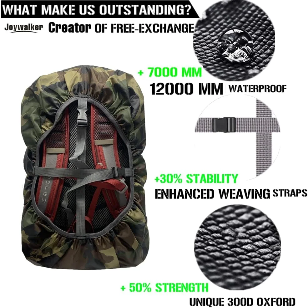 Joy Walker Waterproof Backpack Rain Cover, 8000mm Waterproof Level, Upgraded Anti-Slip Cross Buckle Straps, Four Strengthened Layers for Hiking Camping Traveling Joy Walker Waterproof Backpack Rain Cover, 8000mm Waterproof Level, Upgraded Anti-Slip Cross Buckle Straps, Four Strengthened Layers for Hiking Camping Traveling