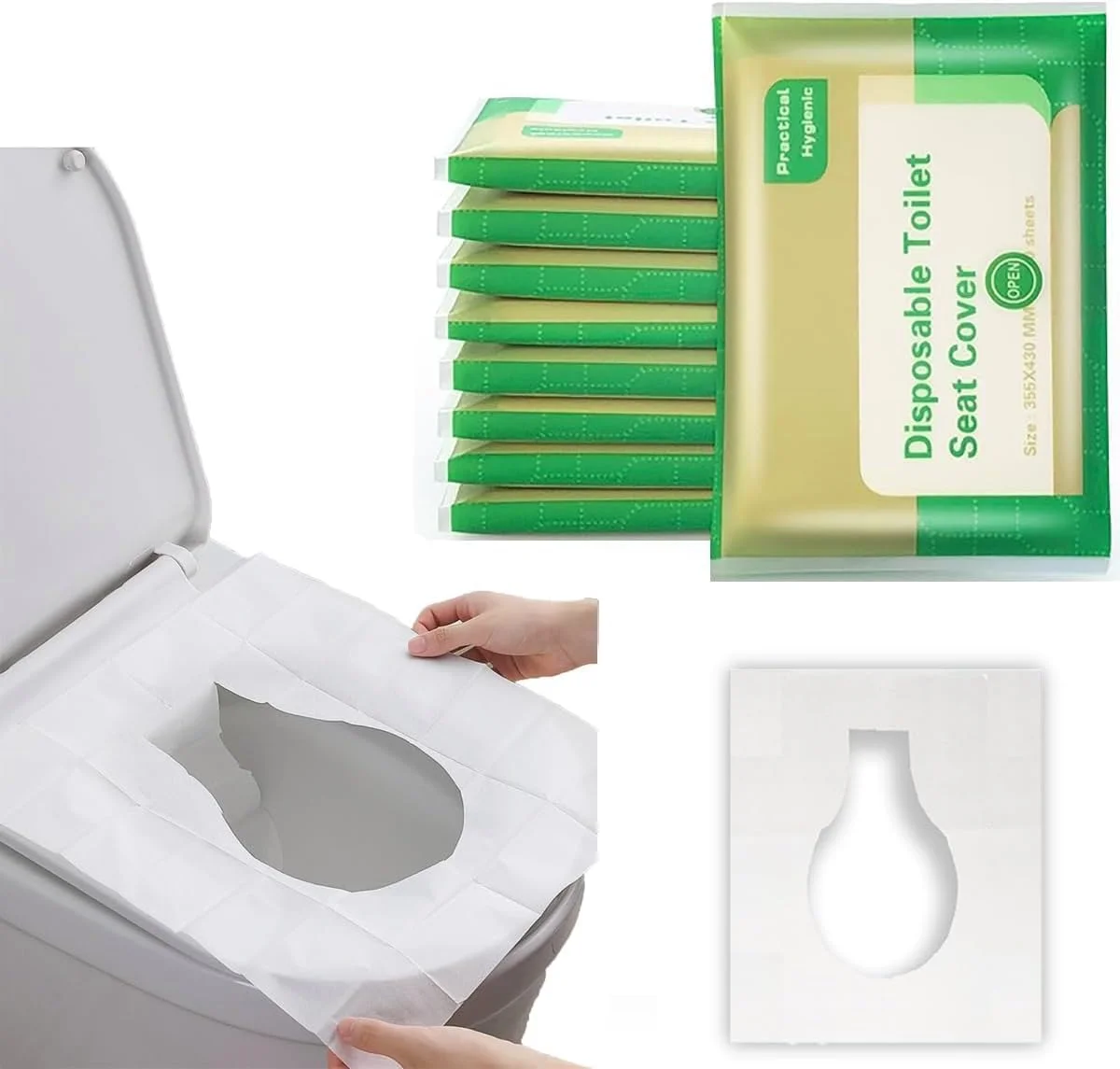 100pcs Toilet Seat Covers Paper Flushable, Travel Disposable Toilet Seat Covers for Adults Kids Potty Training, 100% Biodegradable Travel Accessories for Public Restrooms, Airplane, Camping