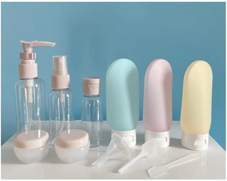 Acaiciee 11 PCS Silicone Travel Bottles Set, TSA Approved Leak Proof Squeezable Travel Accessories, Plastic Travel Size Refillable Containers for Toiletries Shampoo Conditioner, Leak Proof
