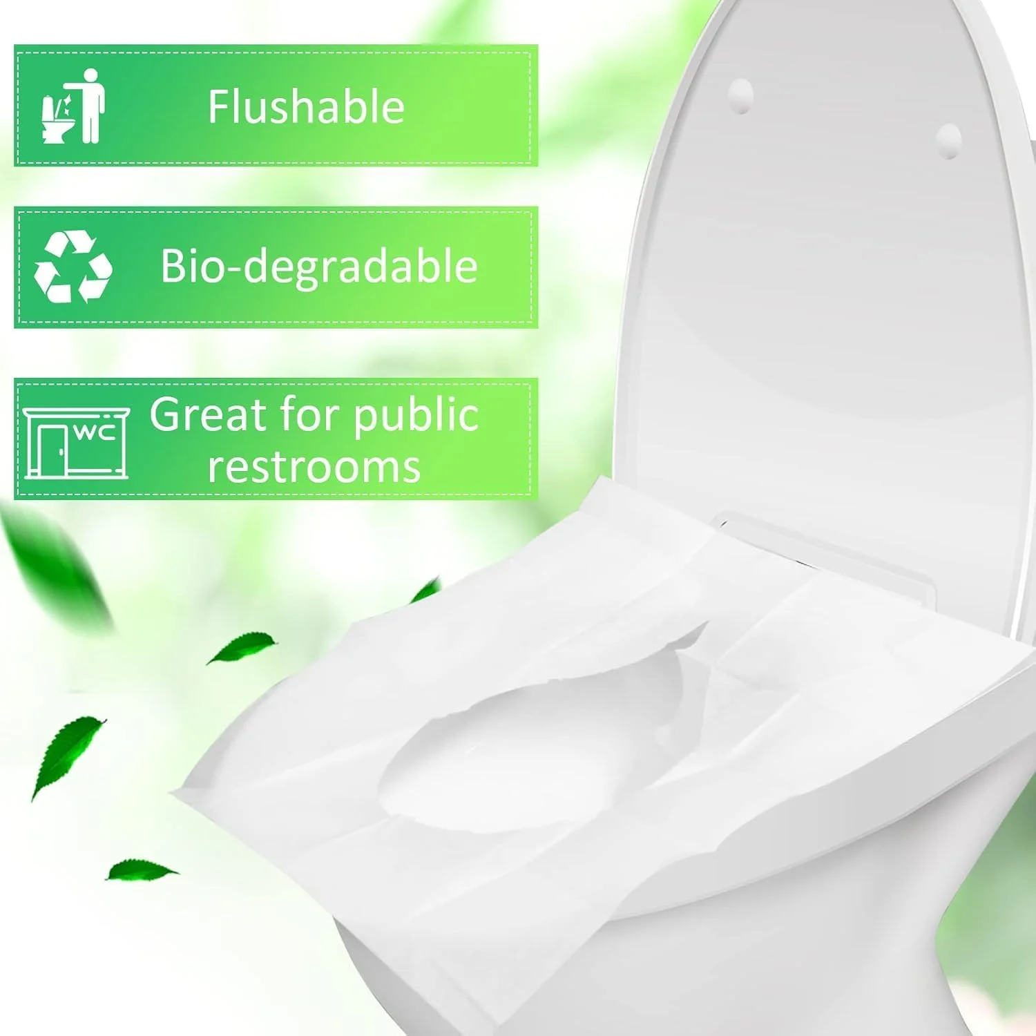 100pcs Toilet Seat Covers Paper Flushable, Travel Disposable Toilet Seat Covers for Adults Kids Potty Training, 100% Biodegradable Travel Accessories for Public Restrooms, Airplane, Camping 100pcs Toilet Seat Covers Paper Flushable, Travel Disposable Toilet Seat Covers for Adults Kids Potty Training, 100% Biodegradable Travel Accessories for Public Restrooms, Airplane, Camping