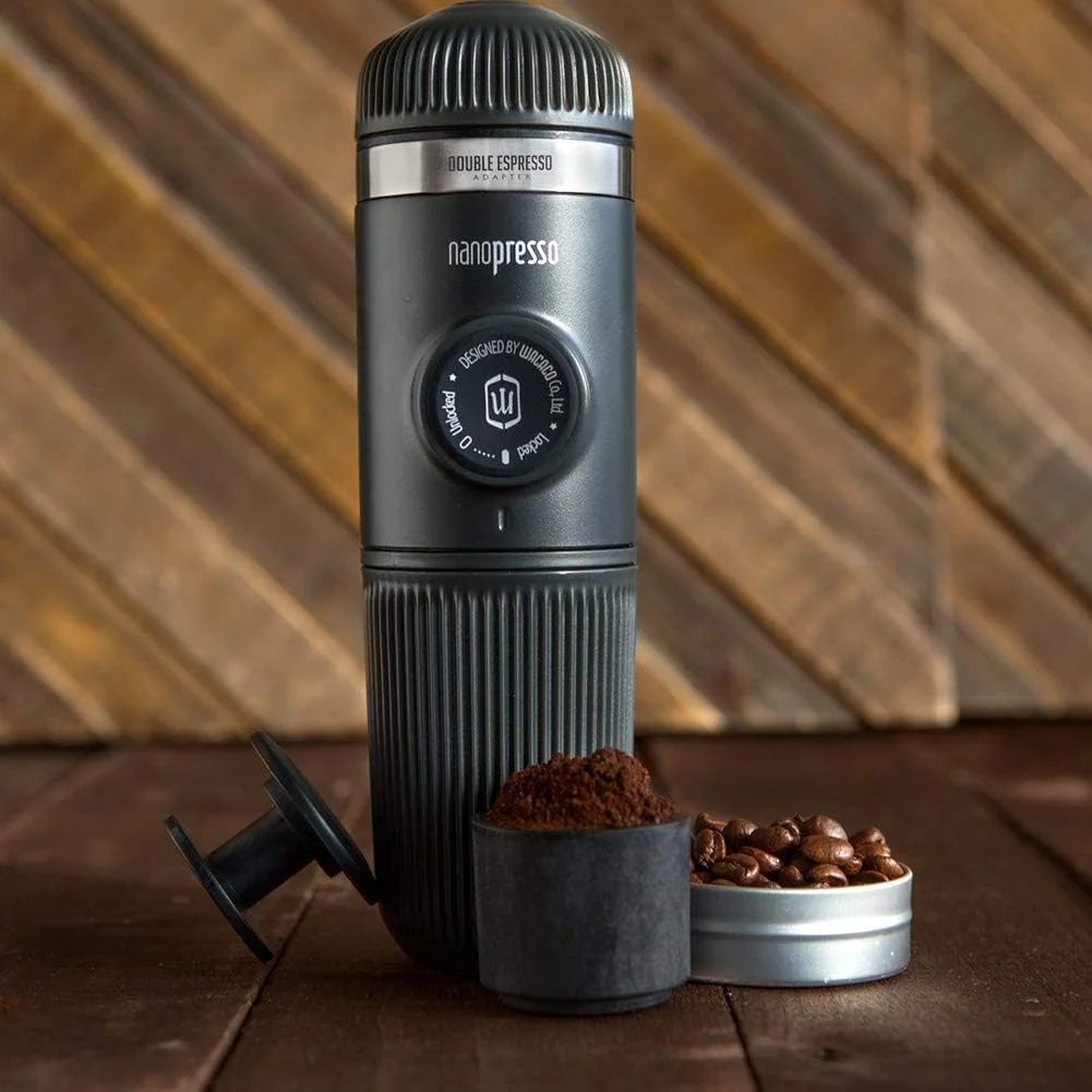 کیت باریستا Wacaco به همراه لوازم جانبی دستگاه مینی اسپرسو ساز قابل حمل Nanopresso برای مسافرت، کمپینگ، دفتر کار