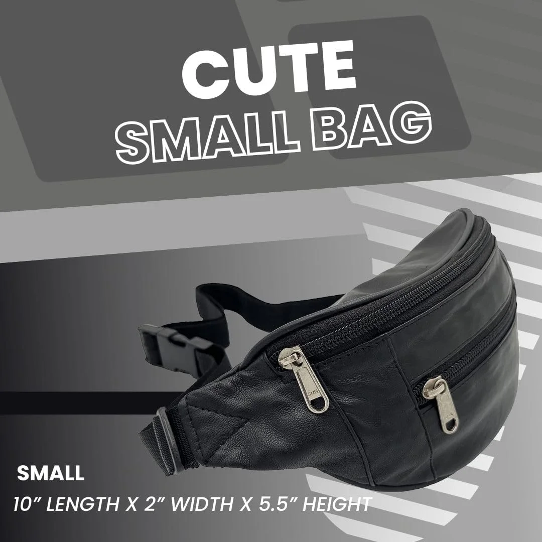 کیف کمری چرمی لیبرتی - مشکی - کیف کمری جمع و جور از چرم ناپا گوسفندی اصل | کیف کمری کوچک چند جیبی برای استفاده در فضای باز و مسافرت | کیف کمری بند قابل تنظیم مردانه و زنانه برای پیاده روی