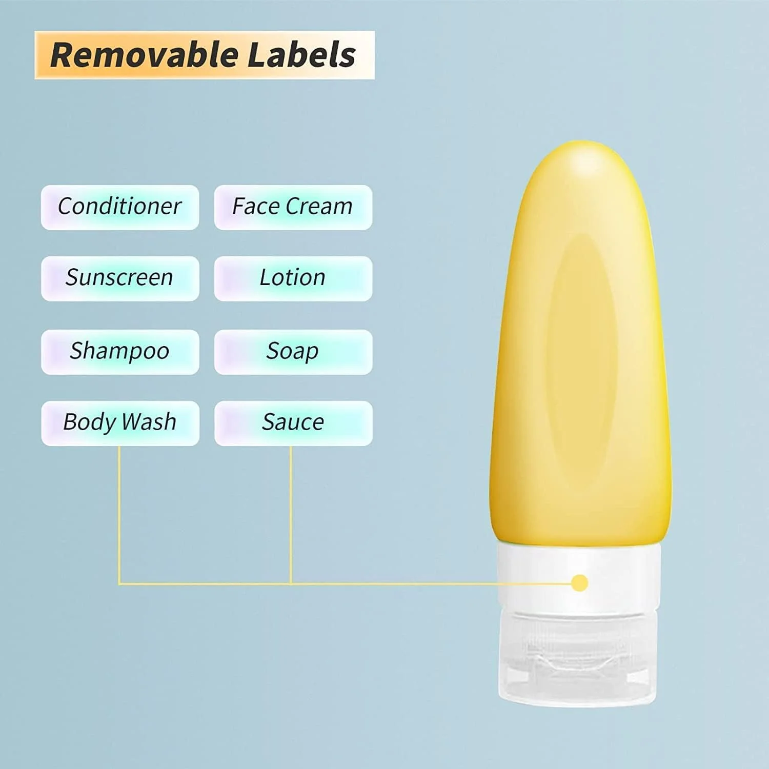 Acaiciee 11 PCS Silicone Travel Bottles Set, TSA Approved Leak Proof Squeezable Travel Accessories, Plastic Travel Size Refillable Containers for Toiletries Shampoo Conditioner, Leak Proof
