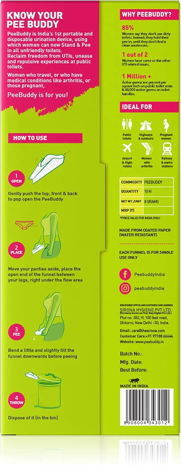 PeeBuddy Funnels Portable Female Urination Device | Disposable Female Urinal Funnel | Travel, Camping, Hiking and Outdoor Activities | Discreet and Compact Stand and Pee Funnel for Women, Girls PeeBuddy Funnels Portable Female Urination Device | Disposable Female Urinal Funnel | Travel, Camping, Hiking and Outdoor Activities | Discreet and Compact Stand and Pee Funnel for Women, Girls