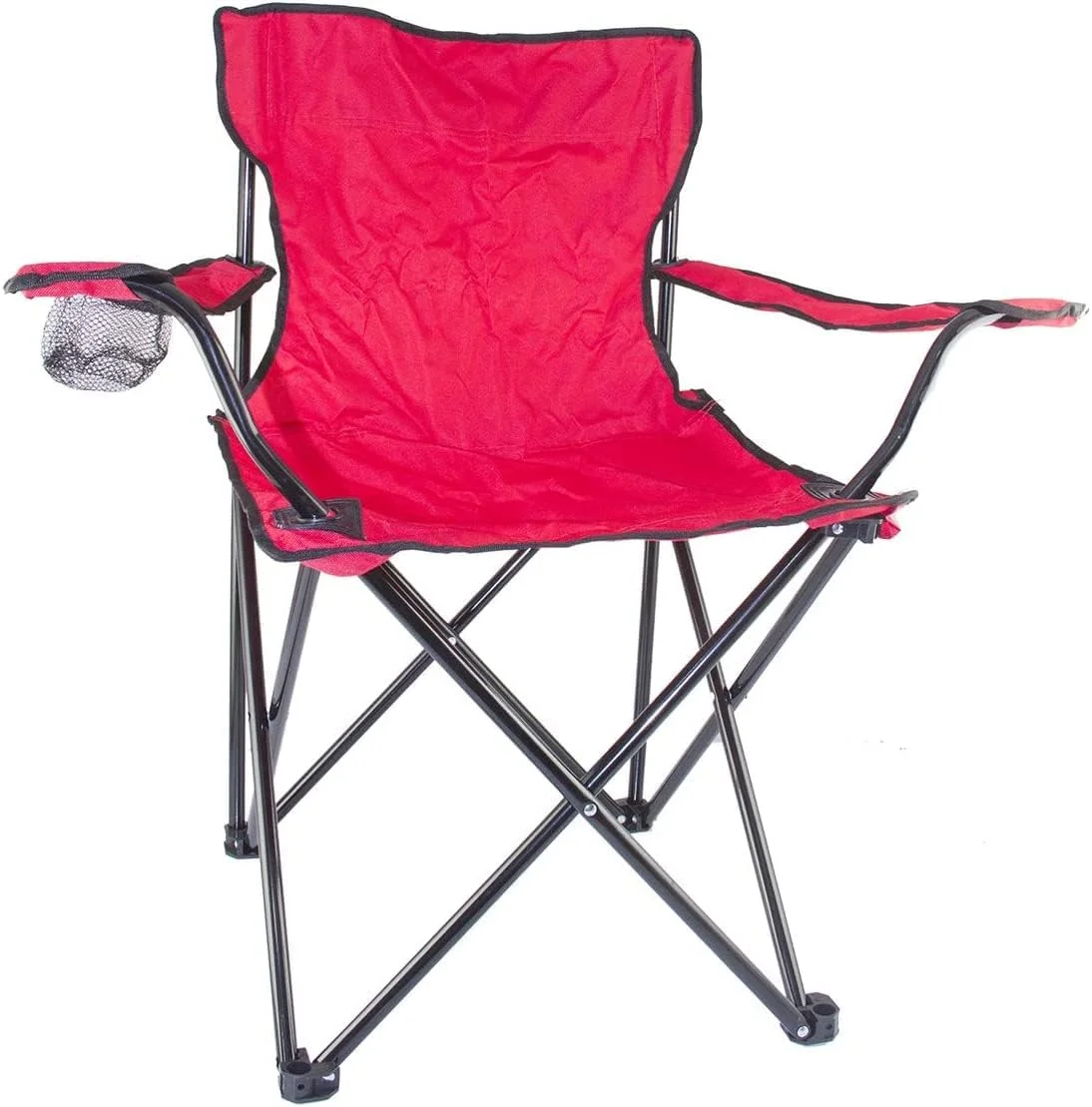Egardenkart Camping Chair Foldable - Red, Portable Beach Chair for Adults with Armrests and Cup Holder | Foldable Chair and Carrying Bag | Lightweight Picnic Chair for Caravan Trips, BBQs, Garden