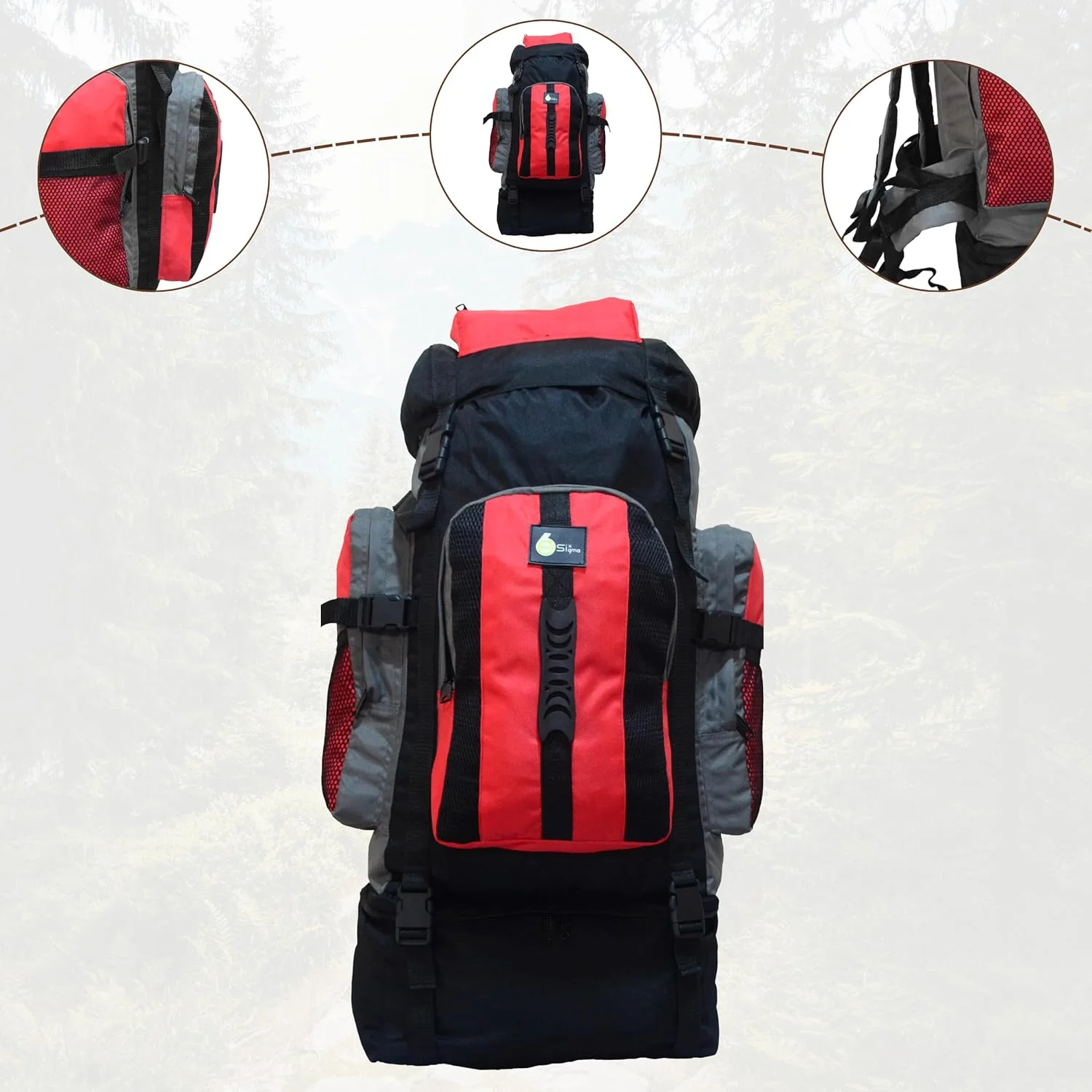 کوله پشتی کوهنوردی SiXsigma Sports XLarge با ظرفیت 120 لیتر، مناسب کمپینگ، کوله بار، جشنواره، مسافرت و کیف دستی