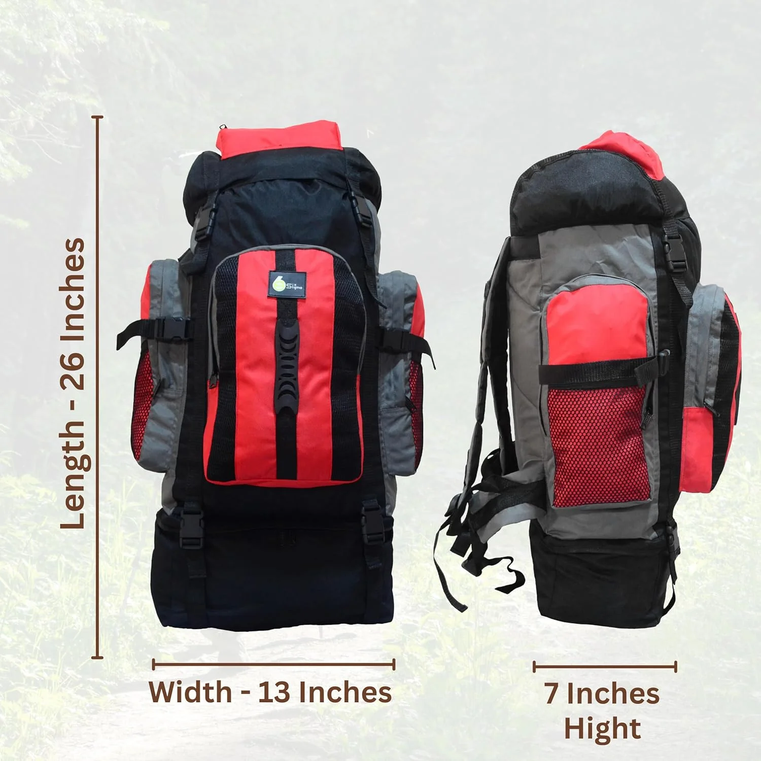 کوله پشتی کوهنوردی SiXsigma Sports XLarge با ظرفیت 120 لیتر، مناسب کمپینگ، کوله بار، جشنواره، مسافرت و کیف دستی