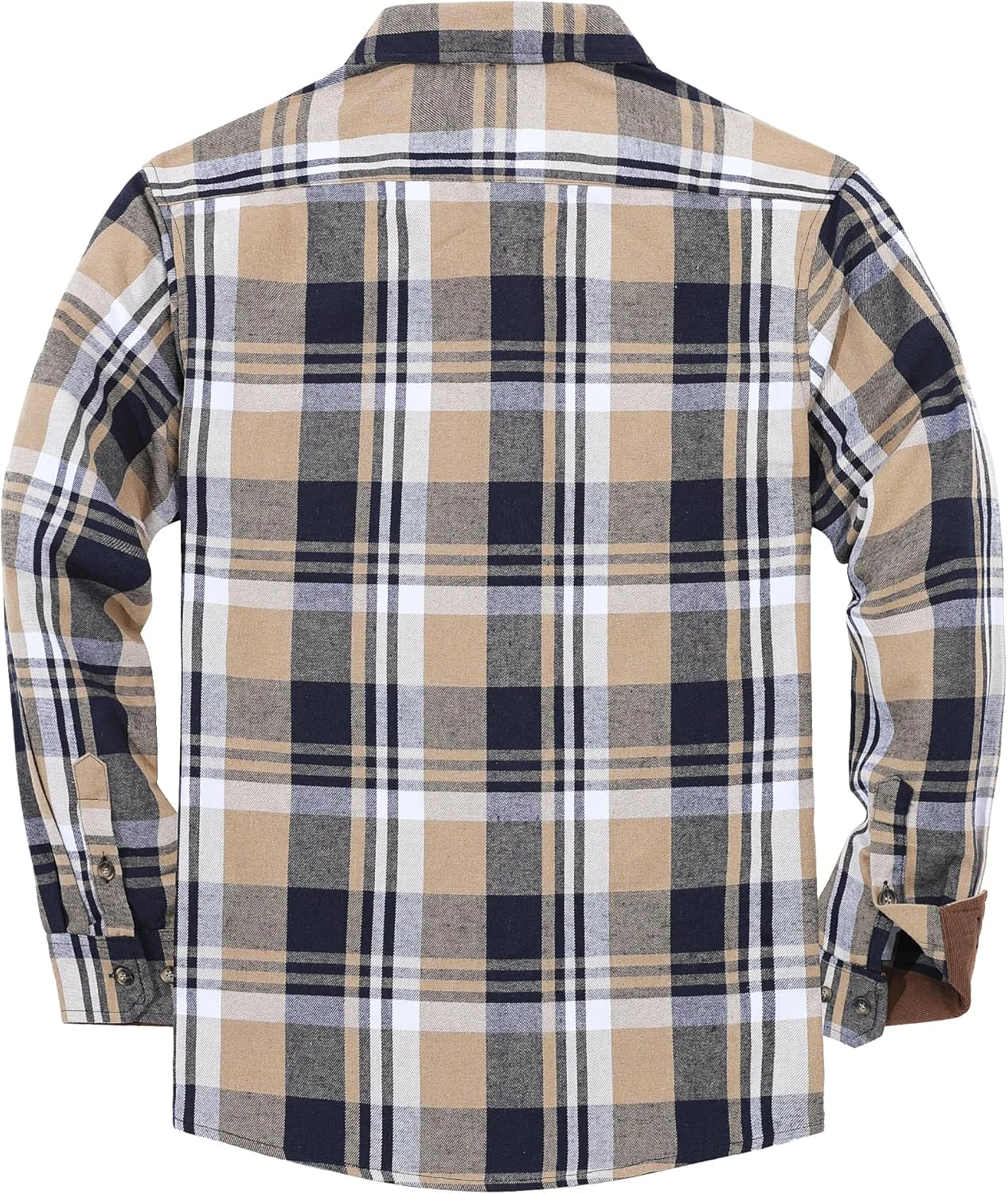 TARAINYA Flannel Shirt Men's Long Sleeve Checked Shirt Lumberjack Shirt Oktoberfest with Pocket Regular Fit Khaki Plaid XL