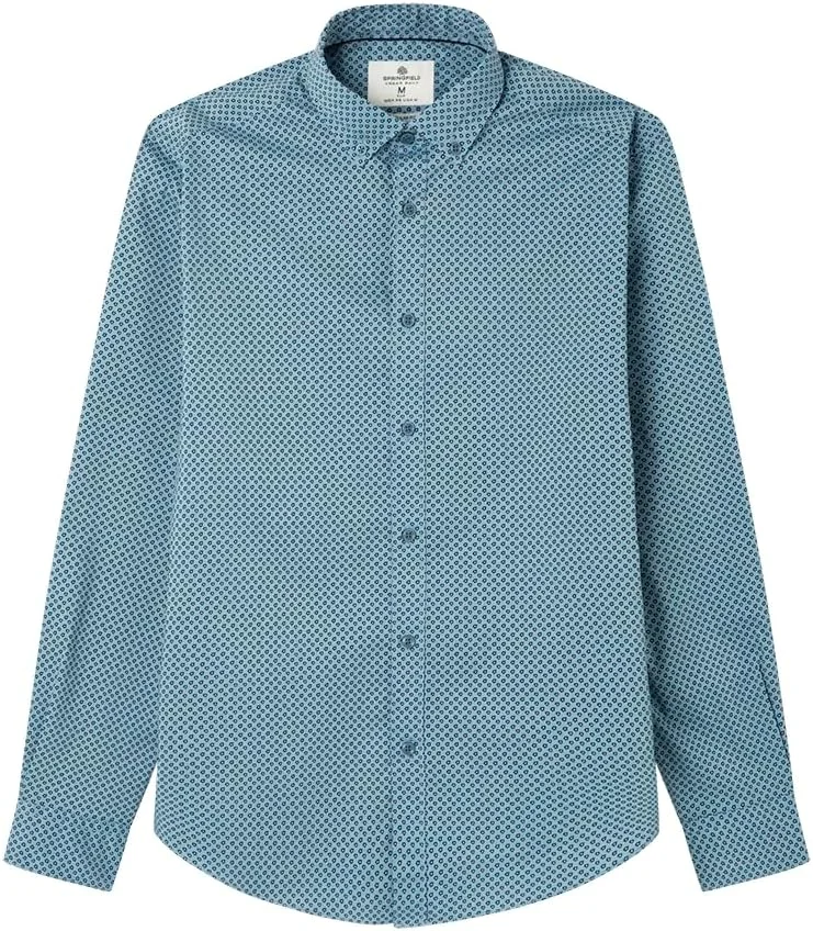 Springfield Men Microprint Easy Care Strech Shirt stretch shirt