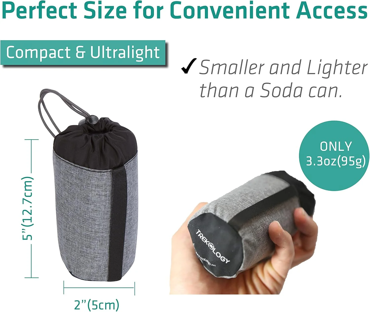 بالشت مسافرتی/کمپینگ بادی فوق سبک ترکلولوژی - بالشت فشرده، جمع و جور، بادی، راحت و ارگونومیک برای پشتیبانی از گردن و کمر و خوابی آرام در کمپینگ و کوله گردی