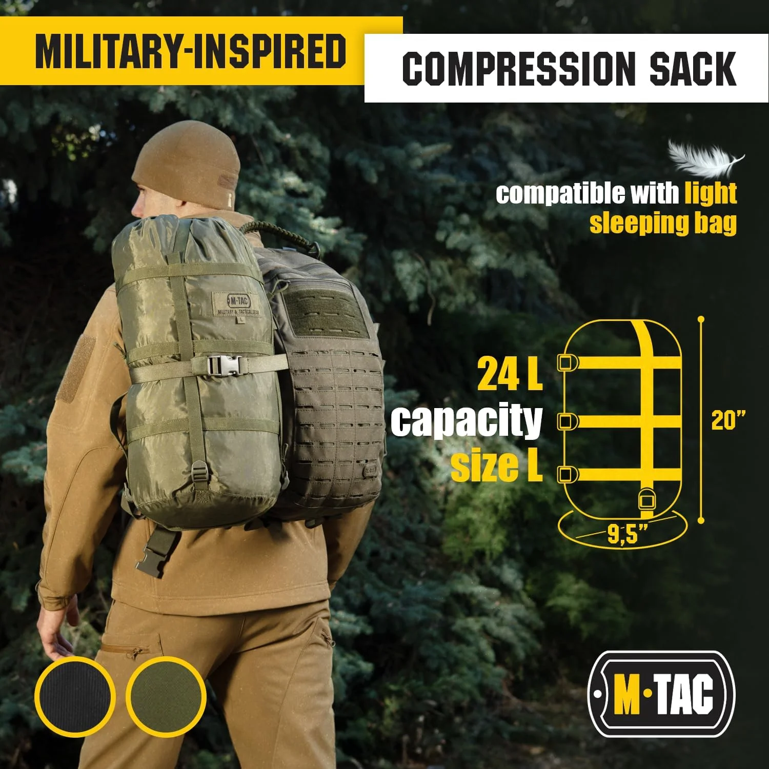 کیسه فشرده سازی M-Tac، کیسه خواب، کیسه فشرده سازی 24 لیتری L کیسه فشرده سازی M-Tac، کیسه خواب، کیسه فشرده سازی 24 لیتری L
