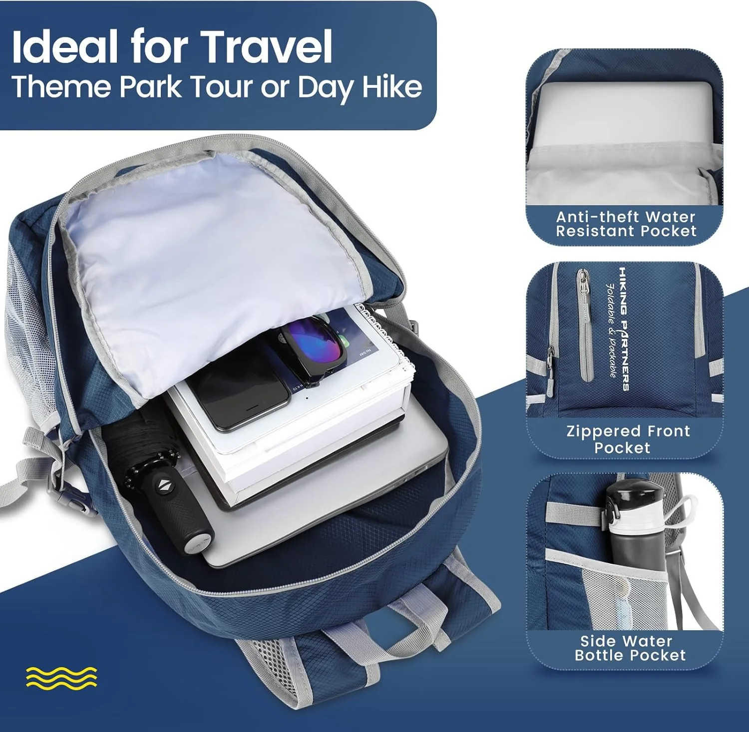  کوله پشتی تاشو ZOMAKE، سبک و قابل حمل 35 لیتری، کوله پشتی پیاده روی ضد آب، کیف مسافرتی نایلونی، کوله پشتی ورزشی در فضای باز، مناسب برای پیاده روی و کوهنوردی آقایان، خانم ها و سالمندان