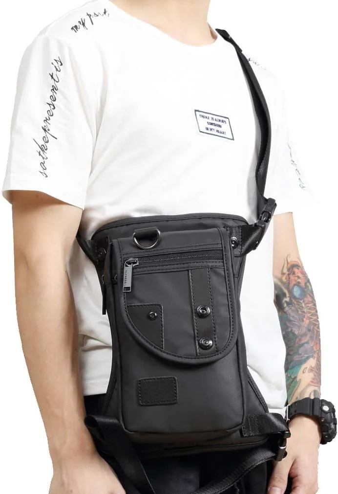 KPYWZER Outdoor Thigh Drop Leg Bag for Men Women Waist Fanny Pack Motorcycle Ride Cycling Fishing Camping Hunting Riding Travel Hiking Tactical Black