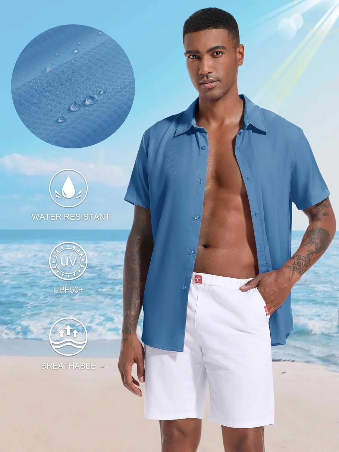 Mens Short Sleeve Button Down Shirts Wrinkle Free Shirts for Men Casual Vacation Shirt Lightweight Summer Beach Shirt Blue-S Mens Short Sleeve Button Down Shirts Wrinkle Free Shirts for Men Casual Vacation Shirt Lightweight Summer Beach Shirt Blue-S