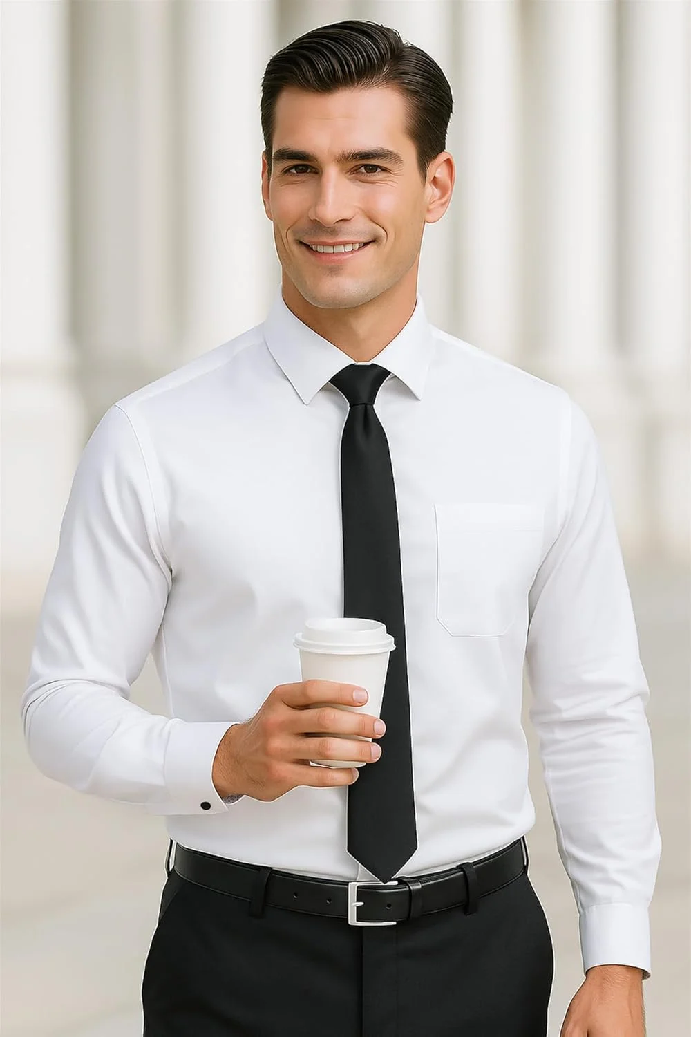 پیراهن مردانه آستین بلند سفید، مدل Slim Fit، پیراهن های مشکی مناسب برای کار و استایل کژوال، پیراهن های کژوال مردانه، مراقبت آسان، اتوکشی آسان، مناسب برای کت و شلوار، پیراهن مناسب برای استفاده روزمره، عروسی، اوقات فراغت، مهمانی به همراه جیب