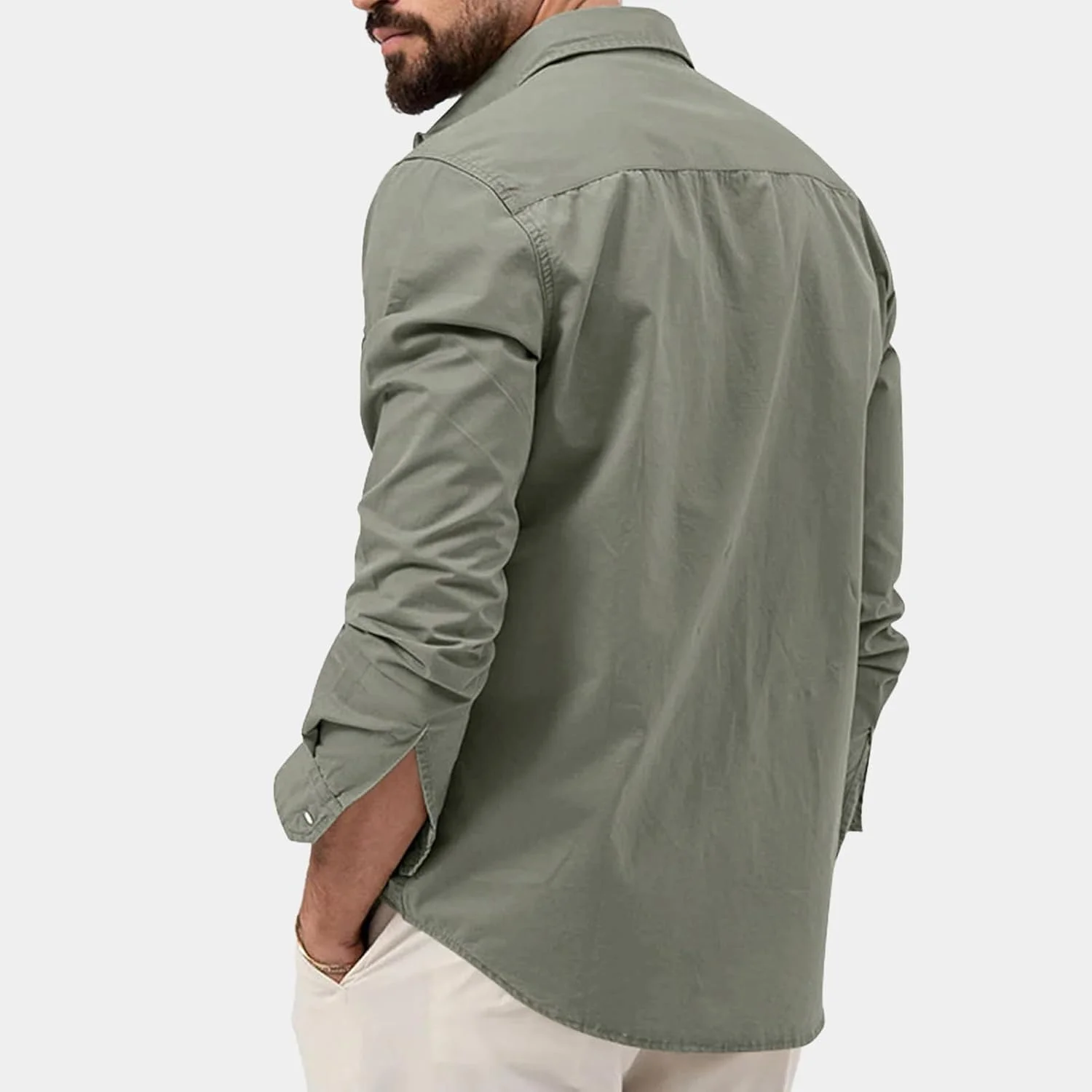 پیراهن آستین بلند مردانه KEOYA، پیراهن های یقه برگردان یکدست با جیب، تی شرت های دکمه دار غیر رسمی