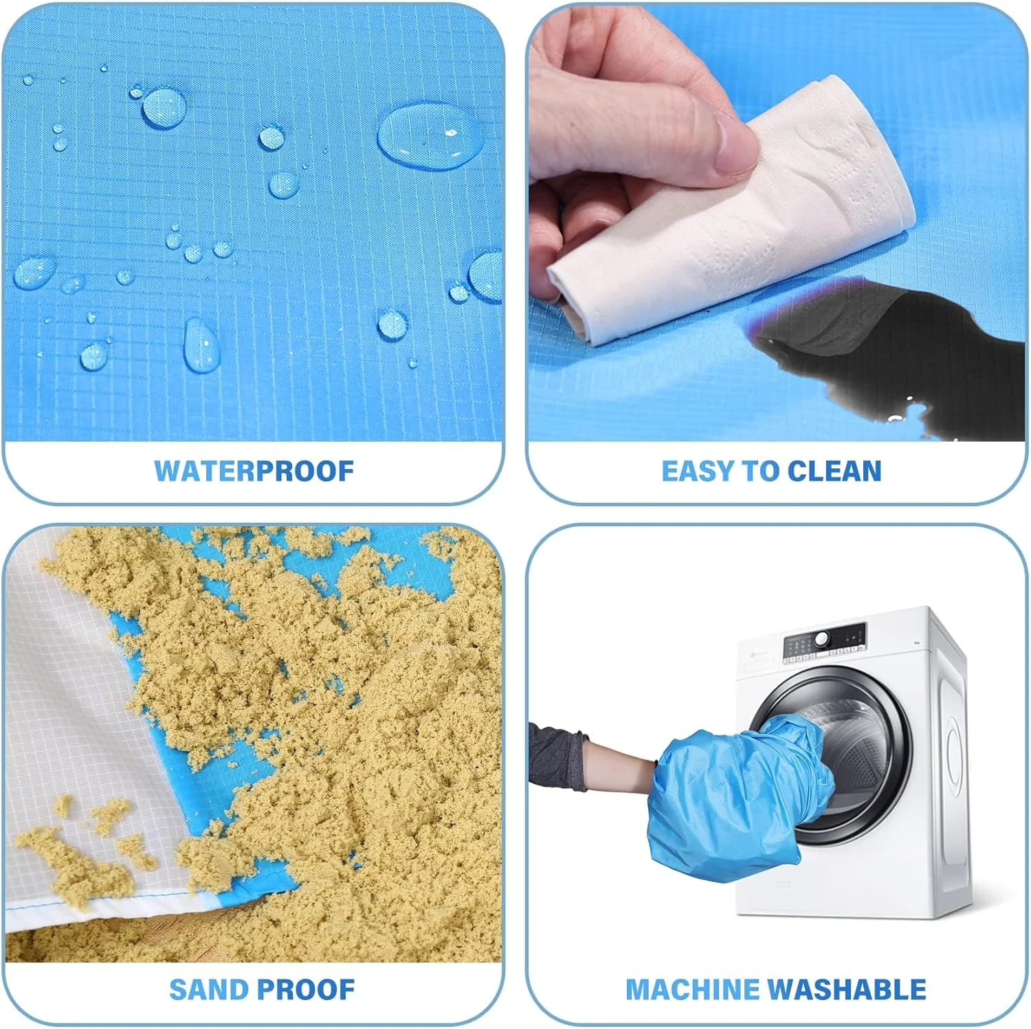 BIGTHREE Beach Blanket, Waterproof Sandproof Beach Mat, Portable Picnic Mat for Travel Camping Hiking, Lightweight Large Picnic Mat, Pocket Blanket Beach Essentials for Travel Camping BIGTHREE Beach Blanket, Waterproof Sandproof Beach Mat, Portable Picnic Mat for Travel Camping Hiking, Lightweight Large Picnic Mat, Pocket Blanket Beach Essentials for Travel Camping