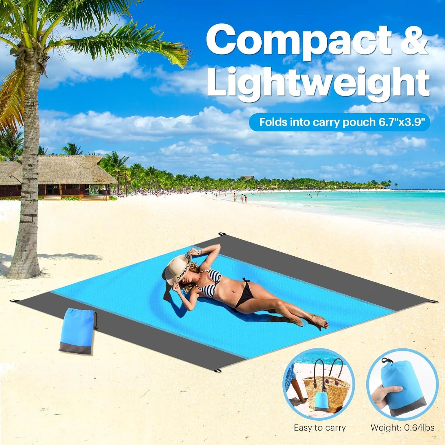 BIGTHREE Beach Blanket, Waterproof Sandproof Beach Mat, Portable Picnic Mat for Travel Camping Hiking, Lightweight Large Picnic Mat, Pocket Blanket Beach Essentials for Travel Camping BIGTHREE Beach Blanket, Waterproof Sandproof Beach Mat, Portable Picnic Mat for Travel Camping Hiking, Lightweight Large Picnic Mat, Pocket Blanket Beach Essentials for Travel Camping