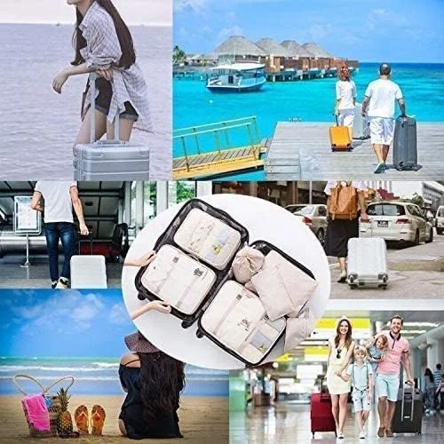 Etronix 7Pcs SET Travel Luggage Organizer Packing Cubes Set Storage Bag Waterproof Laundry Bag Makeup Traveling Accessories Etronix 7Pcs SET Travel Luggage Organizer Packing Cubes Set Storage Bag Waterproof Laundry Bag Makeup Traveling Accessories