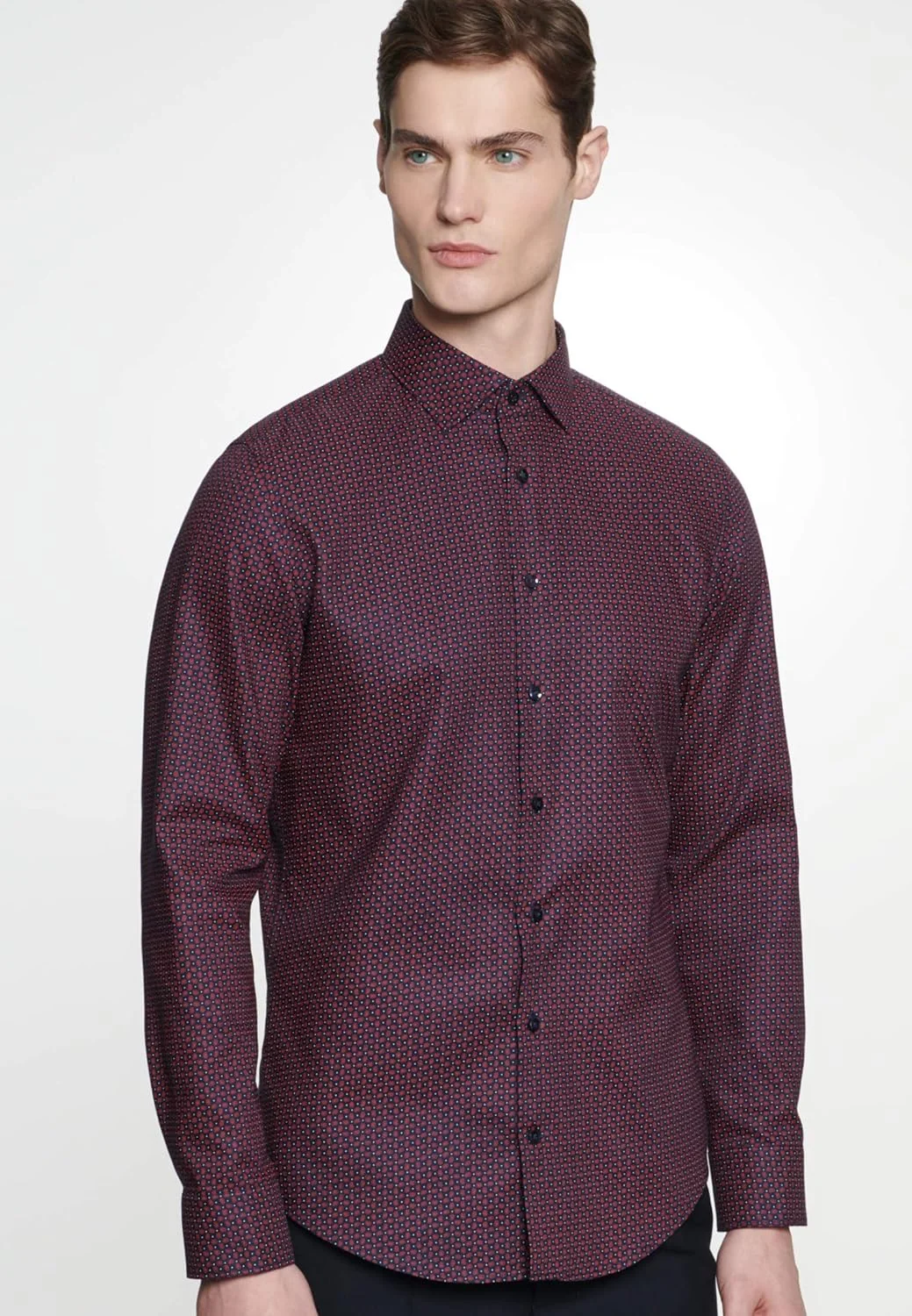 Seidensticker پیراهن مردانه طرح دار با یقه Kent و راحتی بالا - Shaped Fit - آستین بلند - پیراهن رسمی Paisley