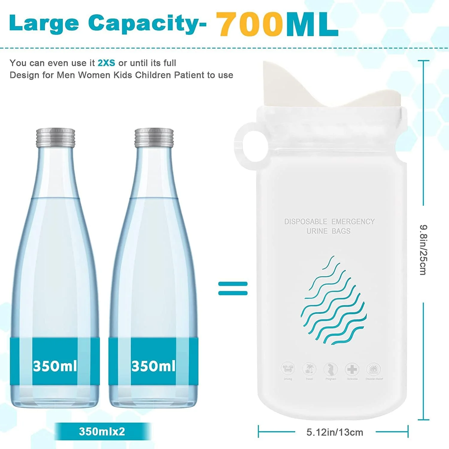 SYOSI Emergency Disposable Bags, 700ML Camping Pee Bags Unisex Bag Vomit Bag for Travel Traffic Jam Portable Toilet Bag for Men Women Kids 8 Pack SYOSI Emergency Disposable Bags, 700ML Camping Pee Bags Unisex Bag Vomit Bag for Travel Traffic Jam Portable Toilet Bag for Men Women Kids 8 Pack
