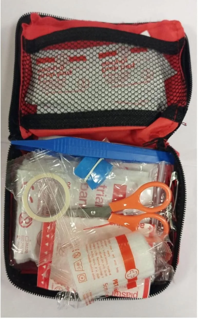 YU WELL Portable First Aid Kit Pouch With 13 Pieces Lightweight Small Emergency Bag Survival Kit For Emergencies At Home Outdoors Travel Car Camping Workplace Hiking And Survival 10X10X10Cm Red 14321