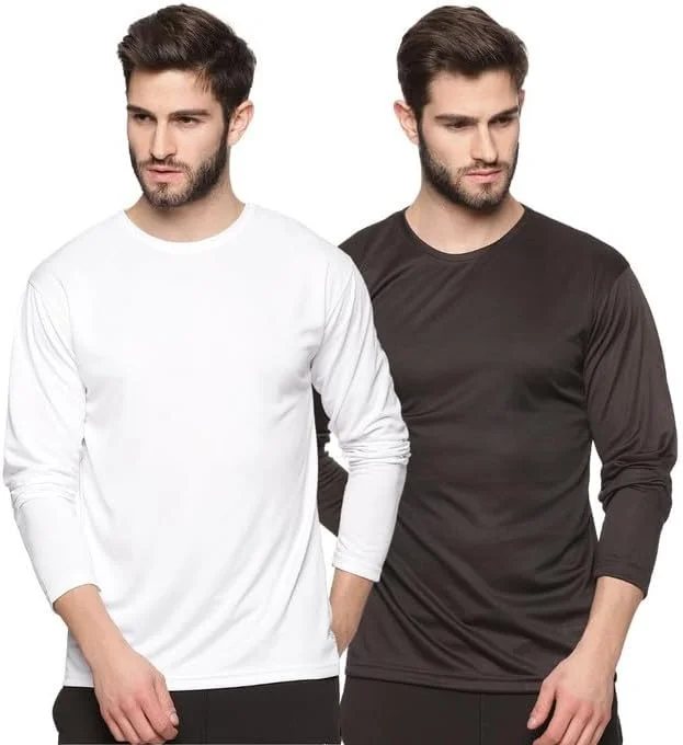 ست تی‌شرت آستین بلند مردانه RSO، مدل ورزشی، یقه گرد، جنس پلی‌استر، بسته 2 عددی