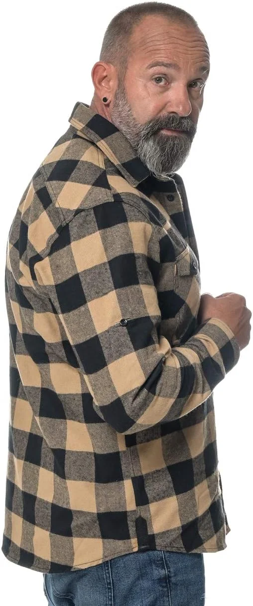 ROCK-IT Apparel® Mens Long Sleeve Check Flannel Shirt Lumberjack Shirt Premium Check Shirt Casual Shirt Sizes S-5XL , Brown, 3XL