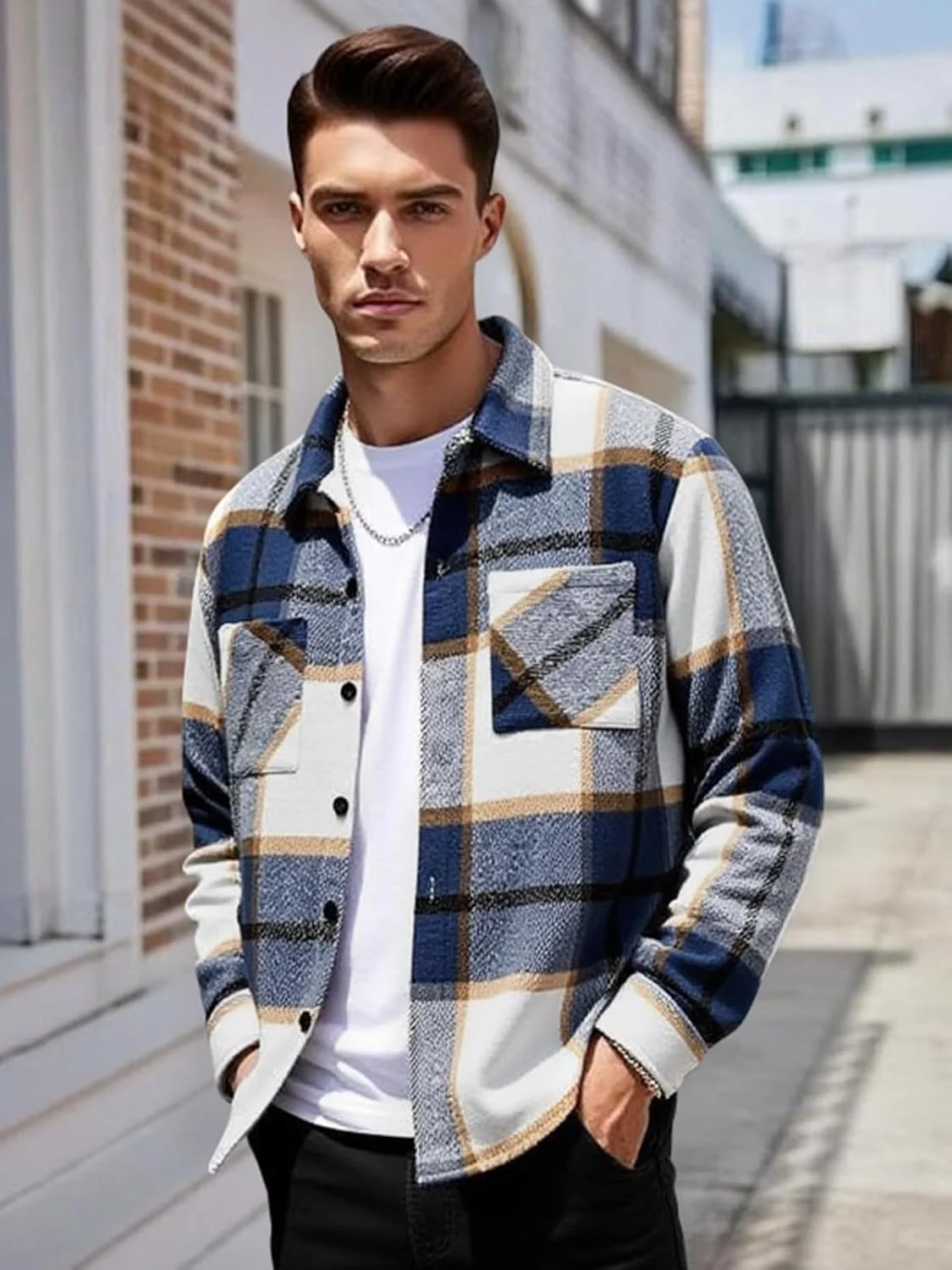 Runcati Men's Flannel Shirts Button Down Regular Fit Plaid Shirt Casual Long Sleeve Fleece Jacket with Pockets Runcati Men's Flannel Shirts Button Down Regular Fit Plaid Shirt Casual Long Sleeve Fleece Jacket with Pockets