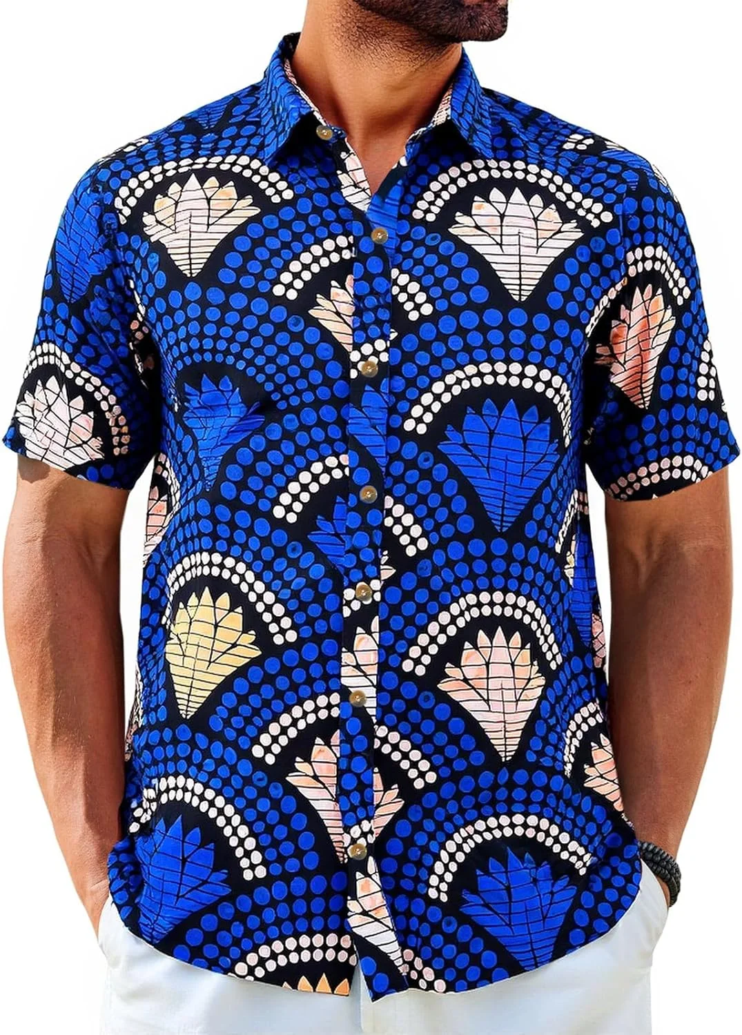 پیراهن مردانه آستین کوتاه Runcati دکمه دار با طرح سنتی آفریقایی دشیکی، تاپ های گلدار قدیمی غیر رسمی