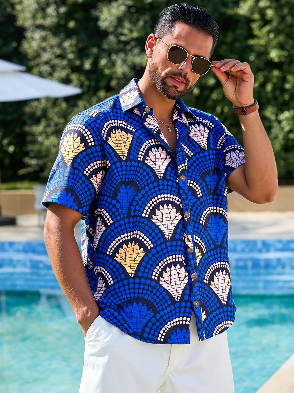 پیراهن مردانه آستین کوتاه Runcati دکمه دار با طرح سنتی آفریقایی دشیکی، تاپ های گلدار قدیمی غیر رسمی پیراهن مردانه آستین کوتاه Runcati دکمه دار با طرح سنتی آفریقایی دشیکی، تاپ های گلدار قدیمی غیر رسمی