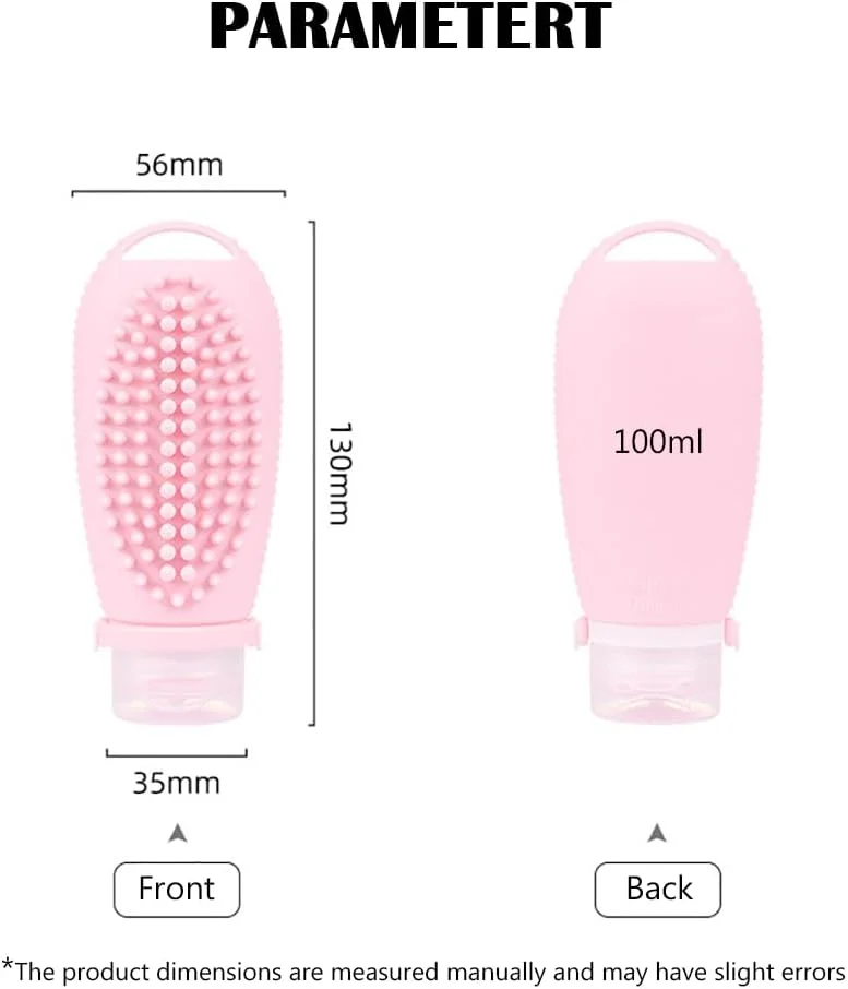 بطری های مسافرتی قابل حمل، 4 عدد بطری فشاری سیلیکونی 100 میلی لیتری قابل شارژ با برس ماساژ برای شامپو، لوسیون و صابون، ظروف ضد نشت لوازم آرایشی برای مسافرت، باشگاه و کمپینگ، BT29 (چند رنگ)