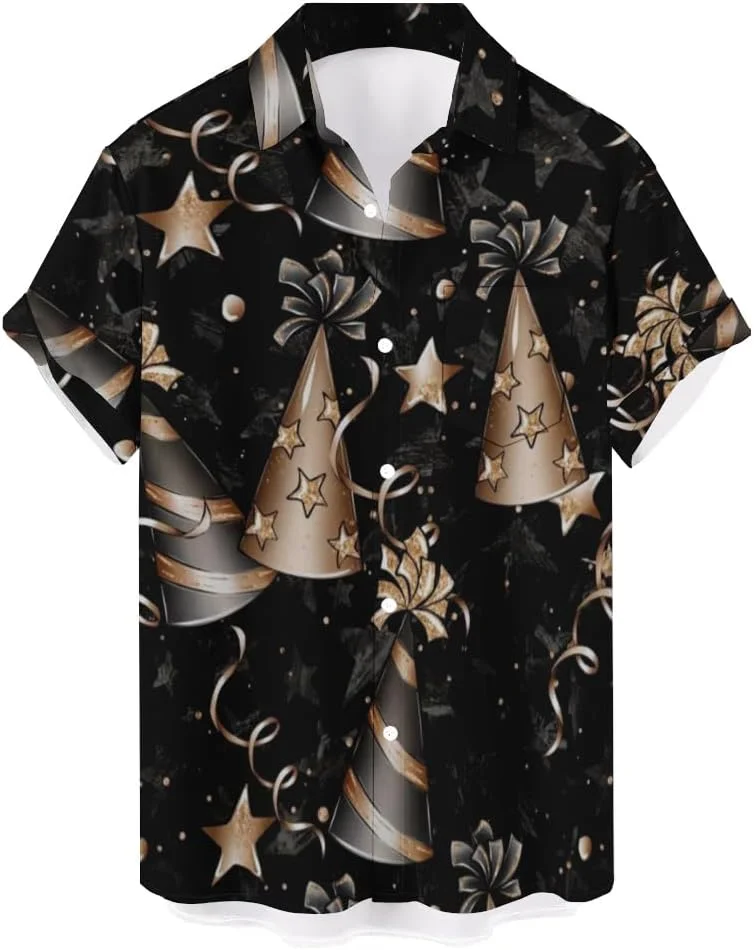 wihnsinop پیراهن های مردانه هاوایی بولینگ با طرح کریسمس، آستین کوتاه و دکمه دار، سایز بزرگ