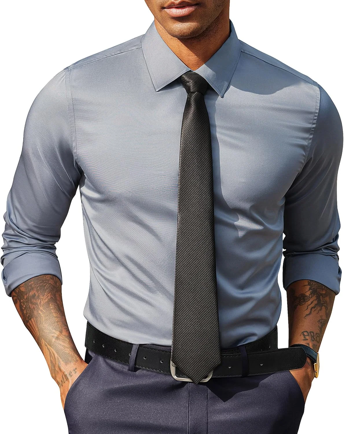 پیراهن مردانه PJ PAUL JONES آستین بلند دکمه دار کشی مناسب برای کار و استایل کژوال، با تن خور معمولی و بدون نیاز به اتو پیراهن مردانه PJ PAUL JONES آستین بلند دکمه دار کشی مناسب برای کار و استایل کژوال، با تن خور معمولی و بدون نیاز به اتو