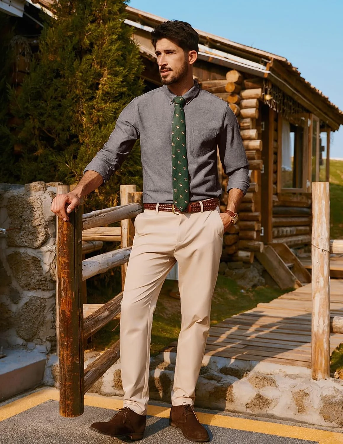 پی جی پاول جونز پیراهن مردانه کلاسیک آستین بلند دکمه دار کتان-نخی مناسب استفاده روزمره و محیط کار