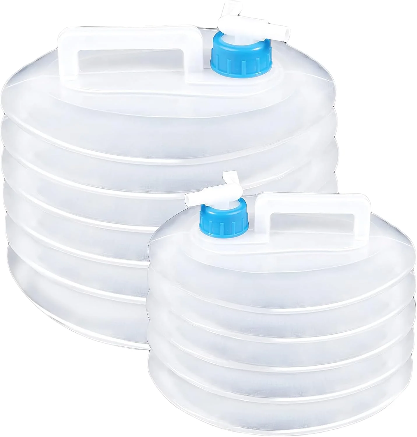 مخزن ذخیره آب تاشو KASTWAVE، بسته 2 عددی 5 و 10 لیتری، ظروف حمل آب کمپینگ بدون BPA با شیر برای پیاده روی، کوهنوردی، ماهیگیری، مسافرت و پیک نیک