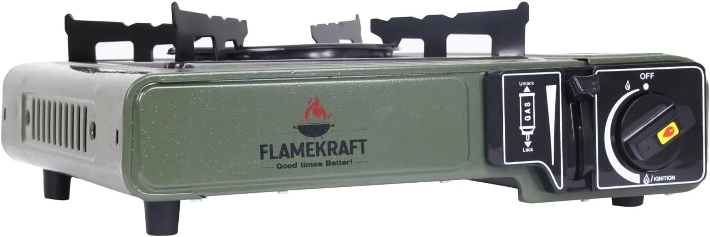 اجاق گاز سفری قابل حمل پروکمپ FlameKraft با سرامیک برنر | سبک، بادوام و کارآمد، ایده آل برای کمپینگ، پیاده روی و پیک نیک | دارای شعله قابل تنظیم و طراحی جمع و جور اجاق گاز سفری قابل حمل پروکمپ FlameKraft با سرامیک برنر | سبک، بادوام و کارآمد، ایده آل برای کمپینگ، پیاده روی و پیک نیک | دارای شعله قابل تنظیم و طراحی جمع و جور