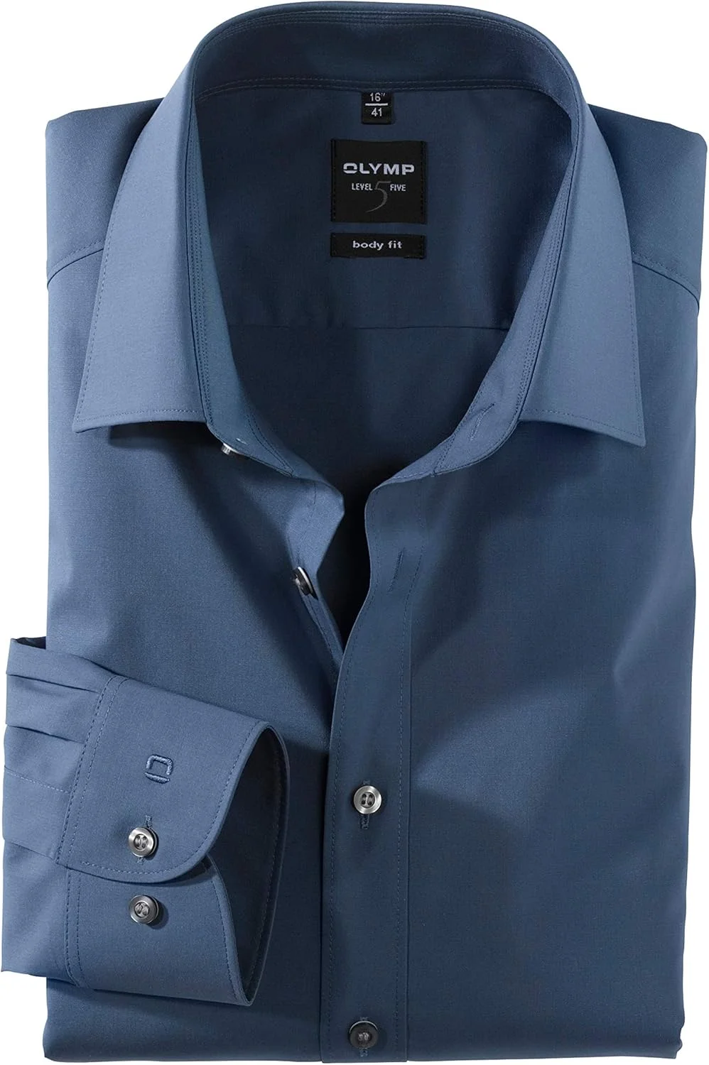پیراهن آستین بلند مردانه OLYMP Level Five، ساده، فیت بدن، یقه Royal Kent