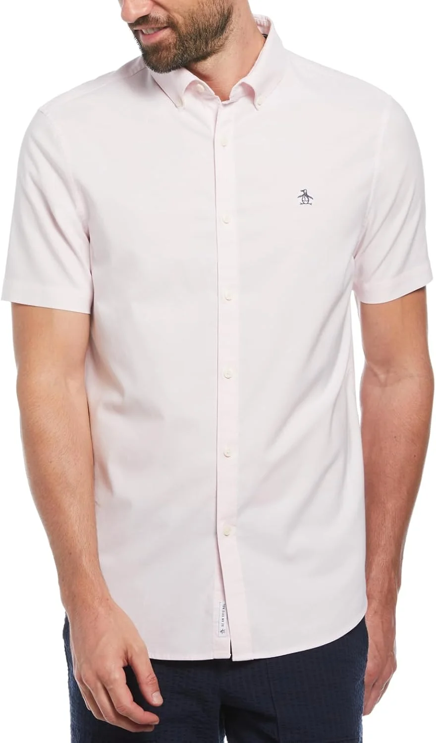پیراهن آستین کوتاه آکسفورد کشی مردانه اورجینال پنگوئن