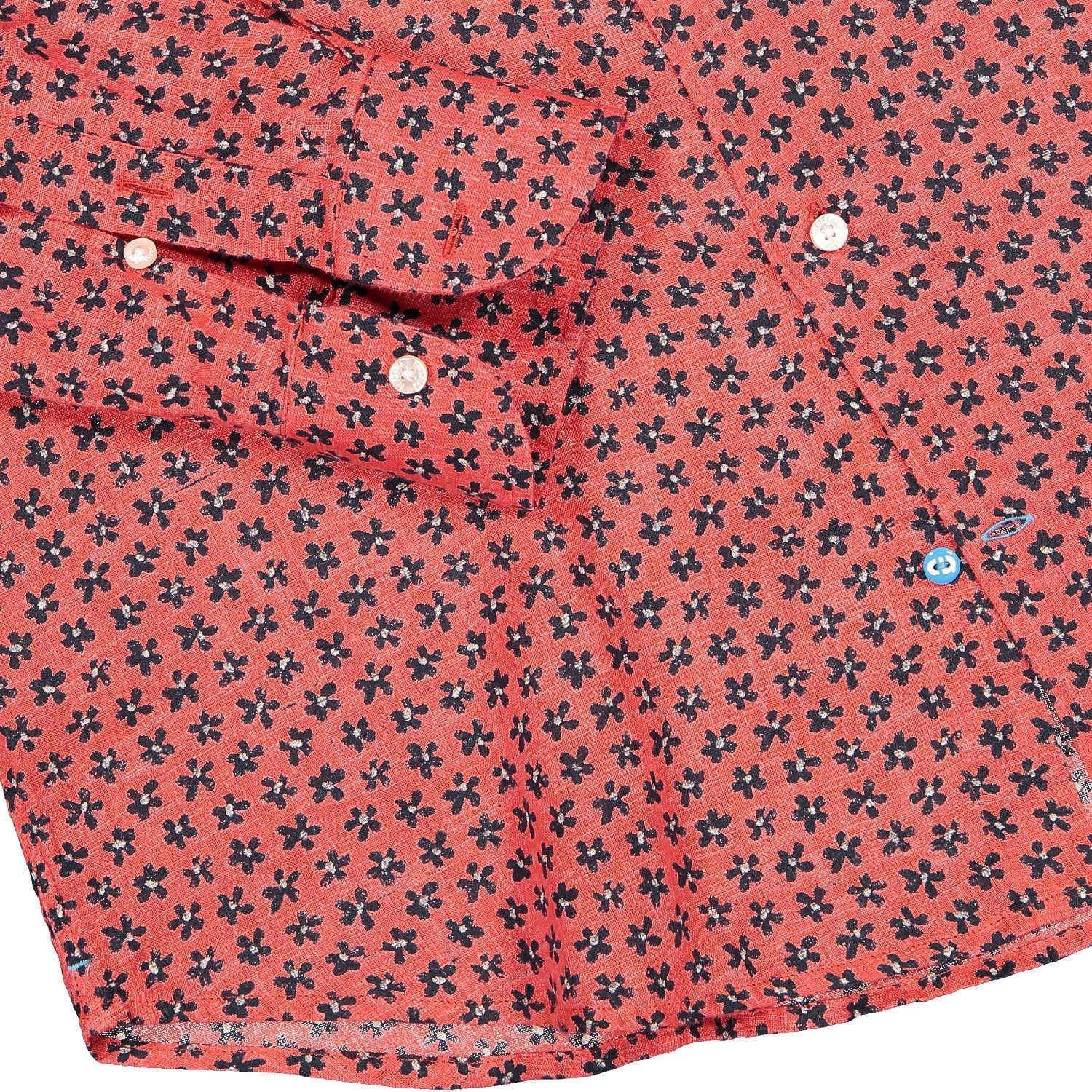 پیراهن مردانه لینن گلدار قرمز Boracay پانارها (M)