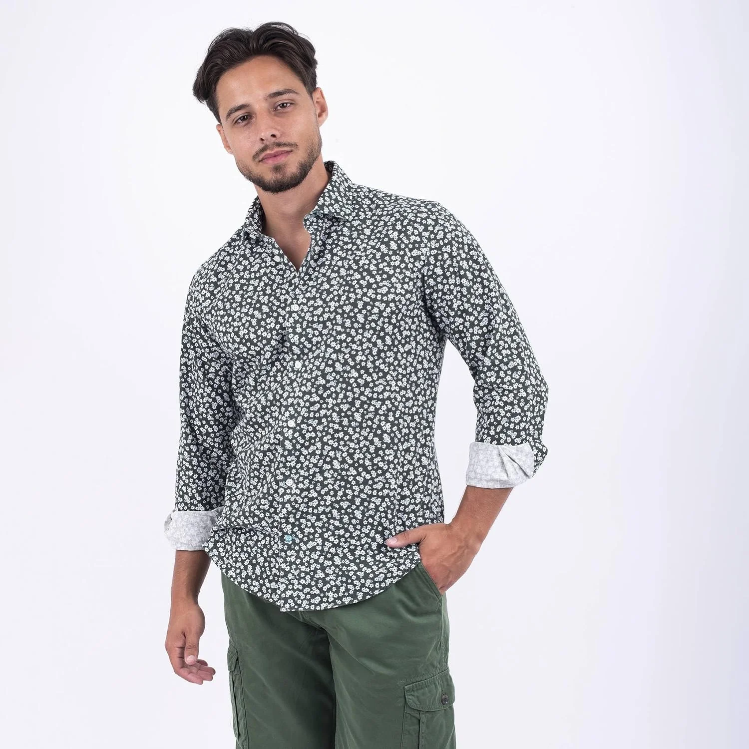 پیراهن مردانه نخی ارگانیک طرح گلدار Panareha مدل Paros سبز (M) پیراهن مردانه نخی ارگانیک طرح گلدار Panareha مدل Paros سبز (M)