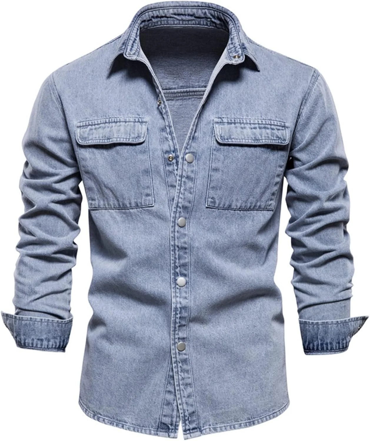 پیراهن مردانه Nyyldr، پیراهن جین بهاره و پاییزه مردانه، پیراهن آستین بلند کتان غیر رسمی مردانه، کت جین کلاسیک مردانه. (Hortel,S)